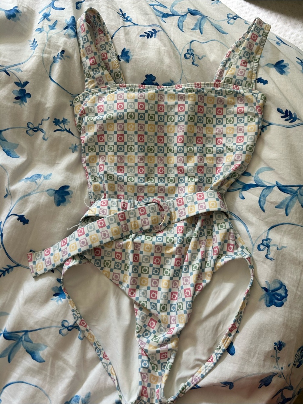 Hermoza Pastel Multi-Color Check One-Piece Swimsuit